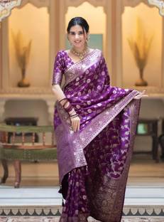 PHEASANT Woven Banarasi Jacquard, Art Silk Saree