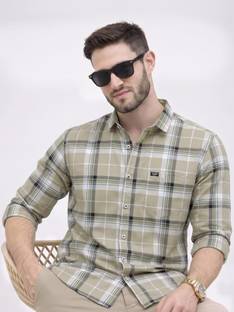 METRONAUT Men Checkered Casual Green, Grey Shirt
