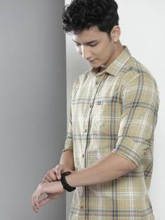 The Indian Garage Co. Men Checkered Casual Green Shirt