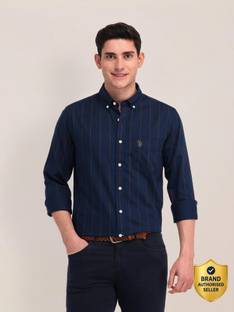 U.S. POLO ASSN. Men Striped Casual Blue Shirt