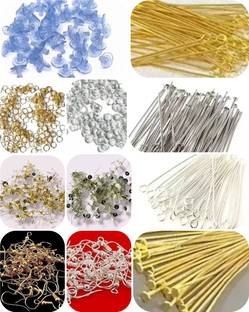 Maa Jagdamba Jewellery Making 11 Items Kit - Golden/Silver ( 25Pc Each