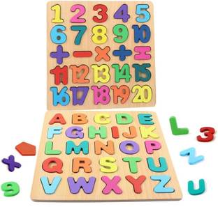 toyvision 3D wooden capital alphabet and Numeric puzzles (1-20) for children Educational