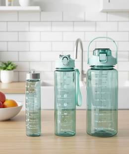 Roxpo Pack of 3 Pack of 3 Colorful Motivational Gym Bottle Combo