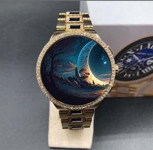 Atsh HUB Trendy latest Gen9 smartwatch, Golden & Pink strap ,hd display