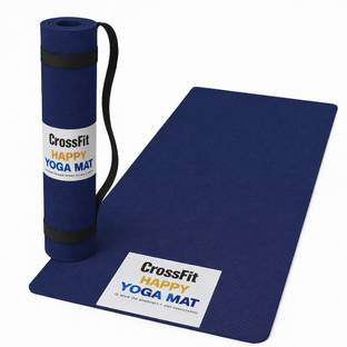 Crosfit 4mm Navy Blue yoga mat with carry strap Blue 4-5 mm