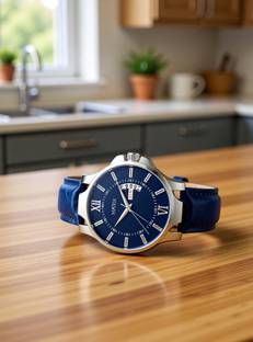 Matrix Leather Strap Antique Day & Date Analog Watch - For Men