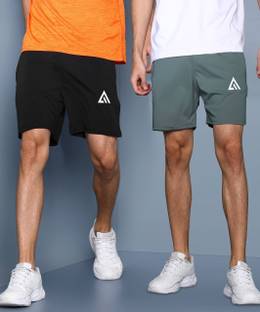 Adrenex Solid Men Black, Grey Basic Shorts