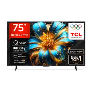 TCL T6C 189 cm (75 inch) QLED Ultra HD (4K) Smart Google TV with HDR 10+ | Dolby Vision- Atmos 30W |120 Hz Game Accelera