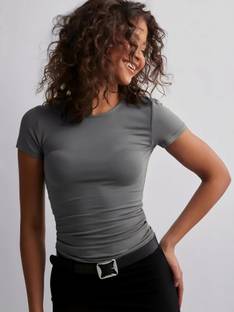 SIGHTBOMB Casual Solid Women Grey Top