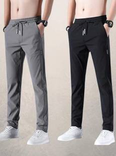 FICKA Solid Men Grey, Black Track Pants