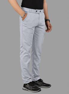 COMBRAIDED Slim Fit Men Silver Trousers