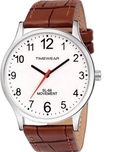 TIMEWEAR 233WDTG TIMEWEAR White Number Dial Brown Leather Strap Analog Watch  - For Men