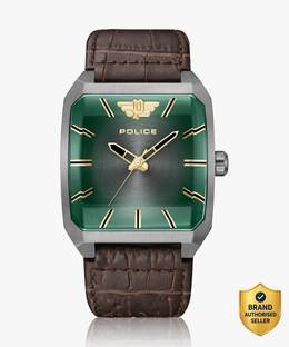 Police Police Ss'23 Feb Launch Police Quartz Green Dial Brown Leather Strap Analog Watch  - For Men