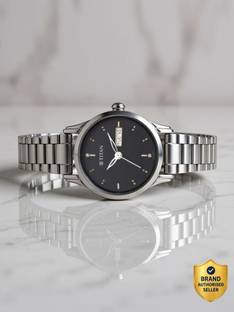 Titan NP2656SM03 Titan Lagan With Day & Date Black Dial Silver MetalStrap Analog Watch  - For Women