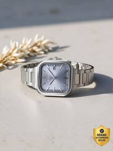 Titan Titan Slim Square With Date Blue Dial Silver Stainless Steel Strap Analog Watch  - For Women