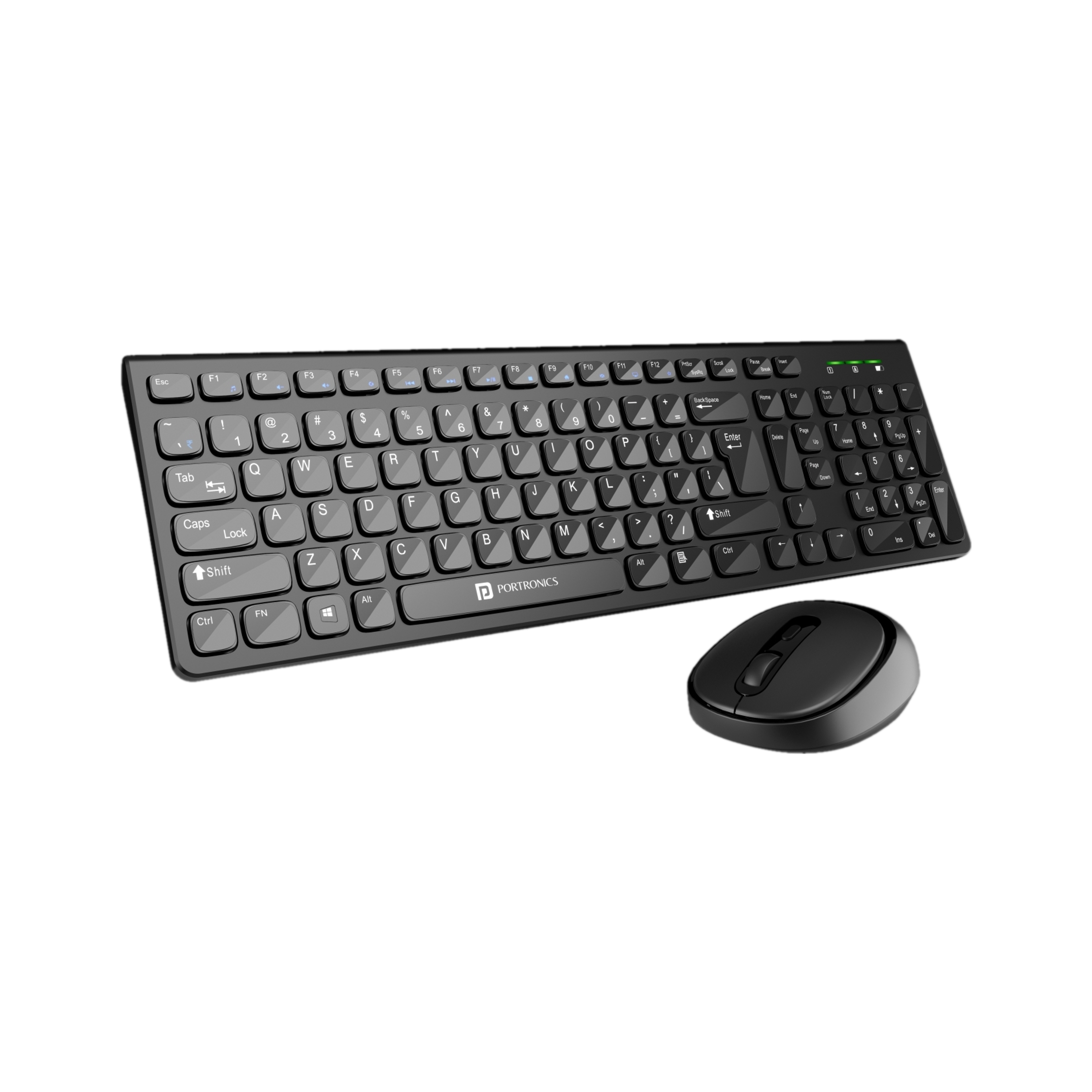 Portronics Key7 Combo Keyboard Mouse Combo Set with 2.4Ghz, 1200 DPI Wireless Standard Laptop Keyboard Compatible with Desktop, Laptop, Mac with Upto 1600 Adjustable DPI Optical Mouse, 2.4GHz Lag-Free Wireless, 104 Soft Keys Layout, 12 Dedicated Shortcut Keys, Copilot AI-Enabled Functionality, Silent Key Design - 65% off at DetectaDeal