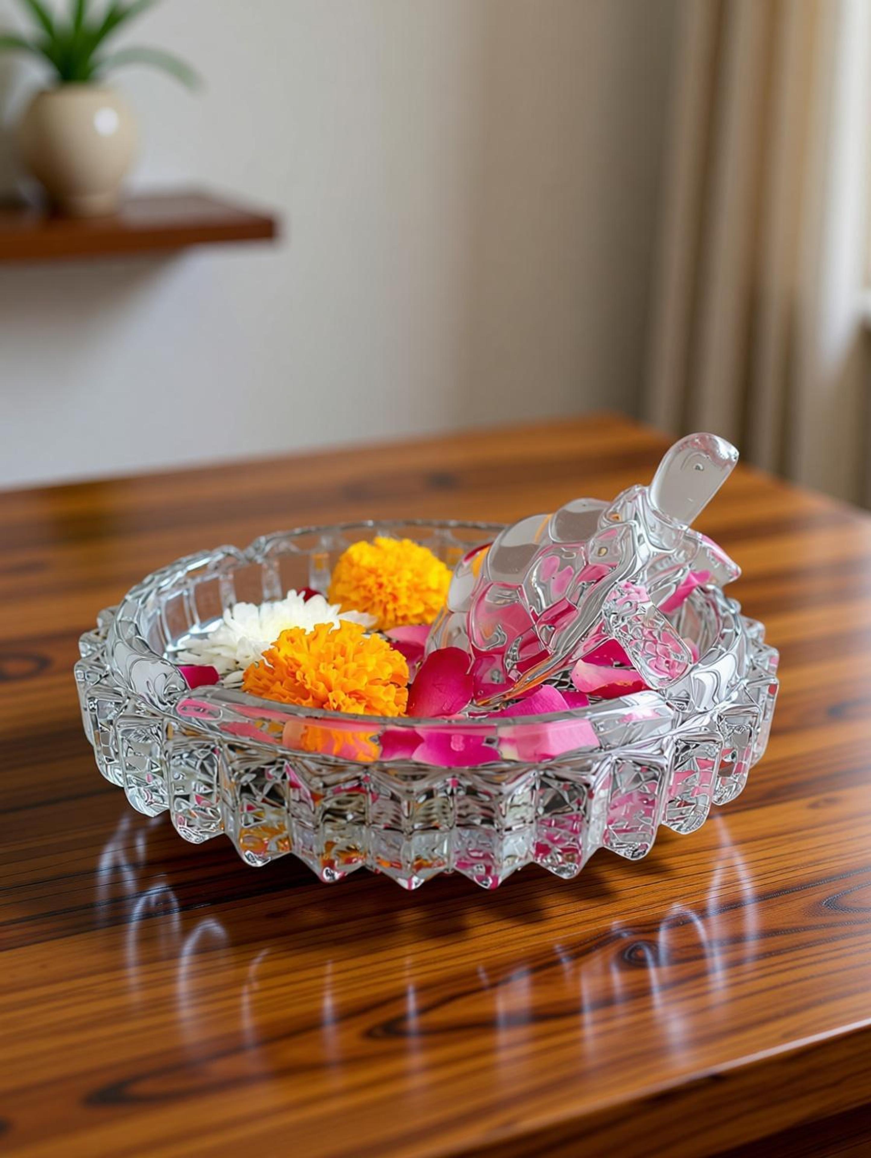 SHRI ASTHA VINAYAK Crystal Turtle Kachua Tortoise with Plate – Feng Shui Glass Showpiece 12 cm Feng Shui & Vastu Showpiece - 82% off at DetectaDeal
