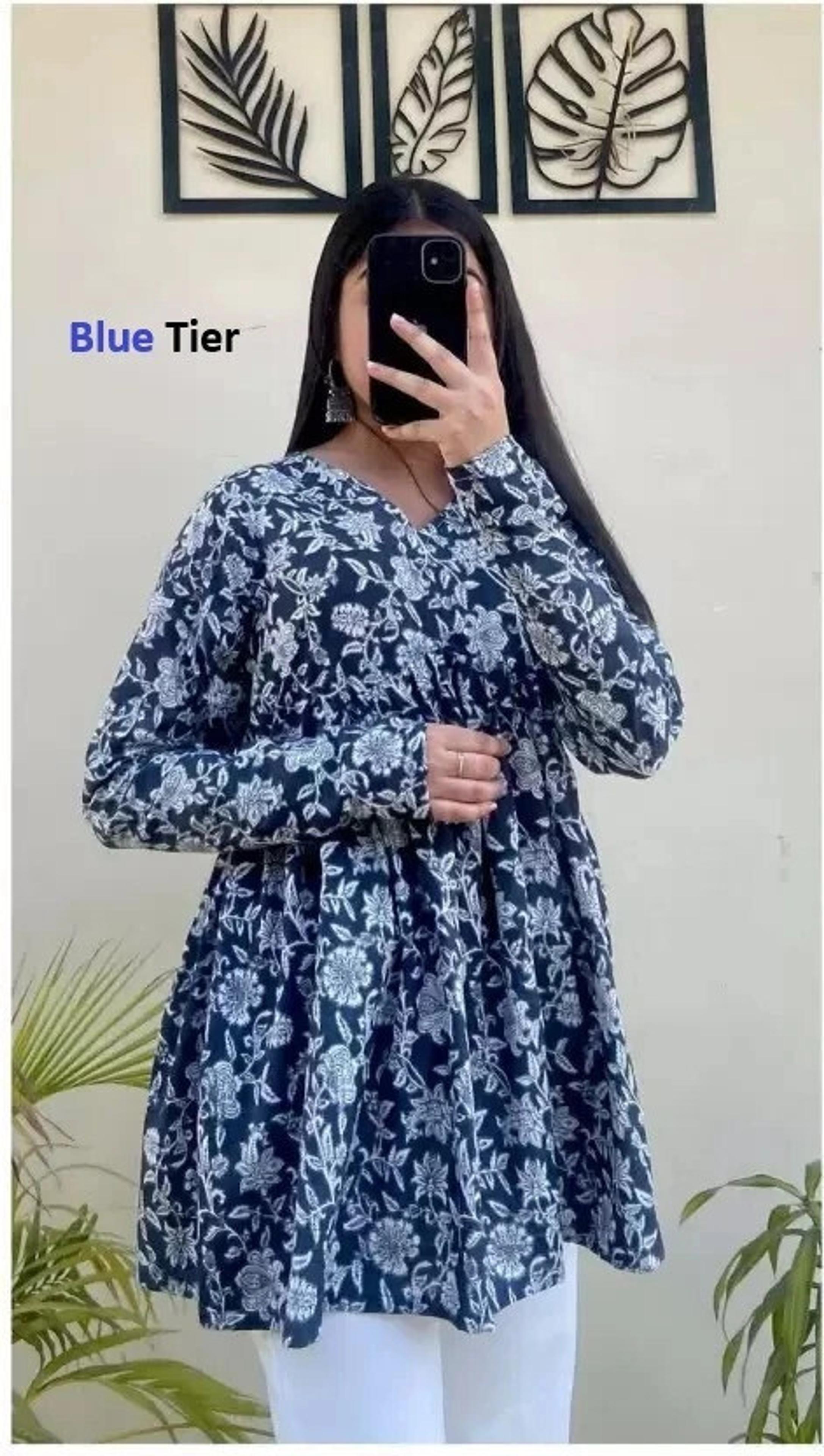 Vankar Casual Floral Print Women Dark Blue Top - 77% off at DetectaDeal