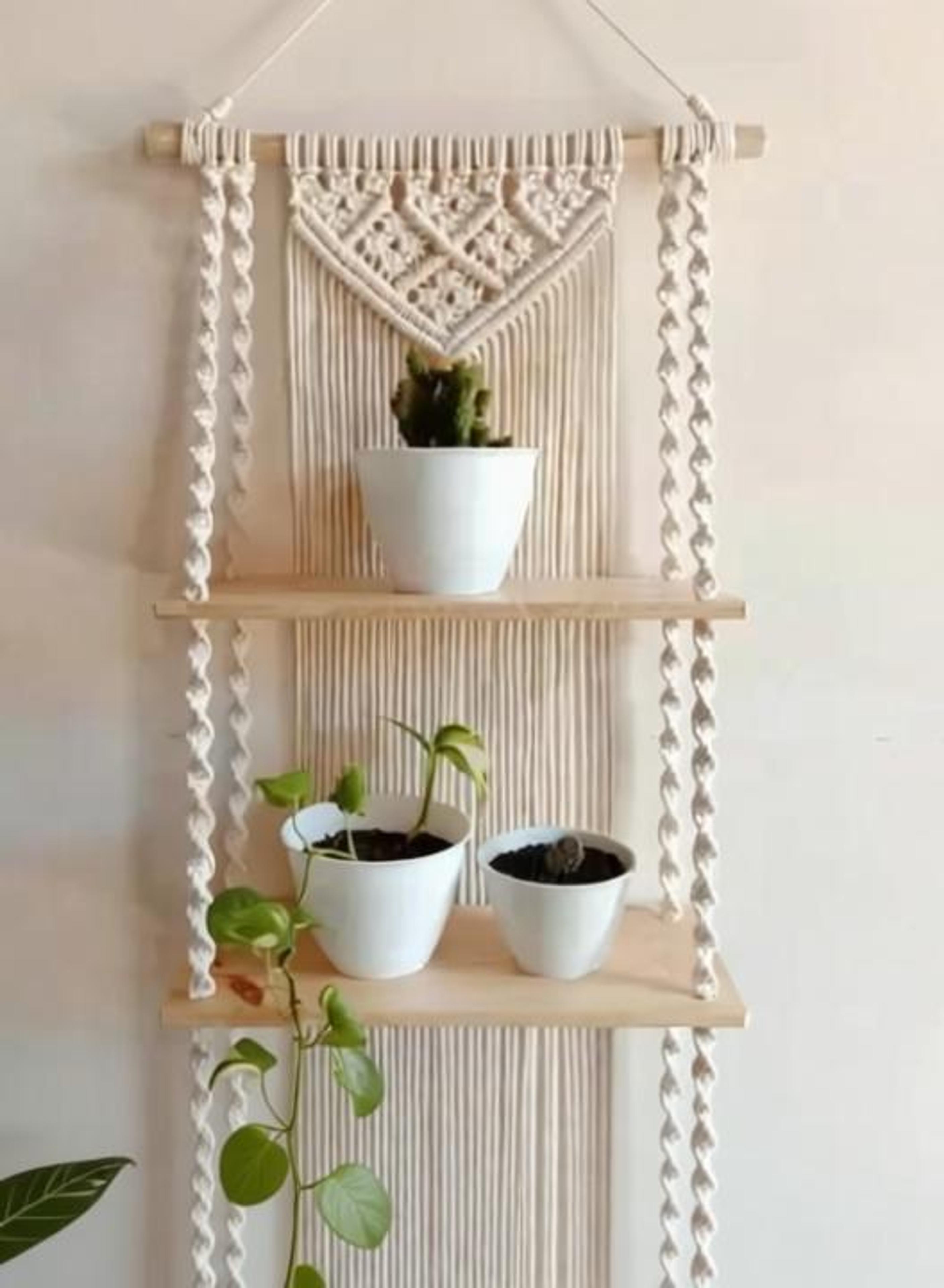 ZAWI Craft Macrame Wall Hanging Shelf (MADE IN INDIA). Wooden Wall Shelf - 87% off at DetectaDeal