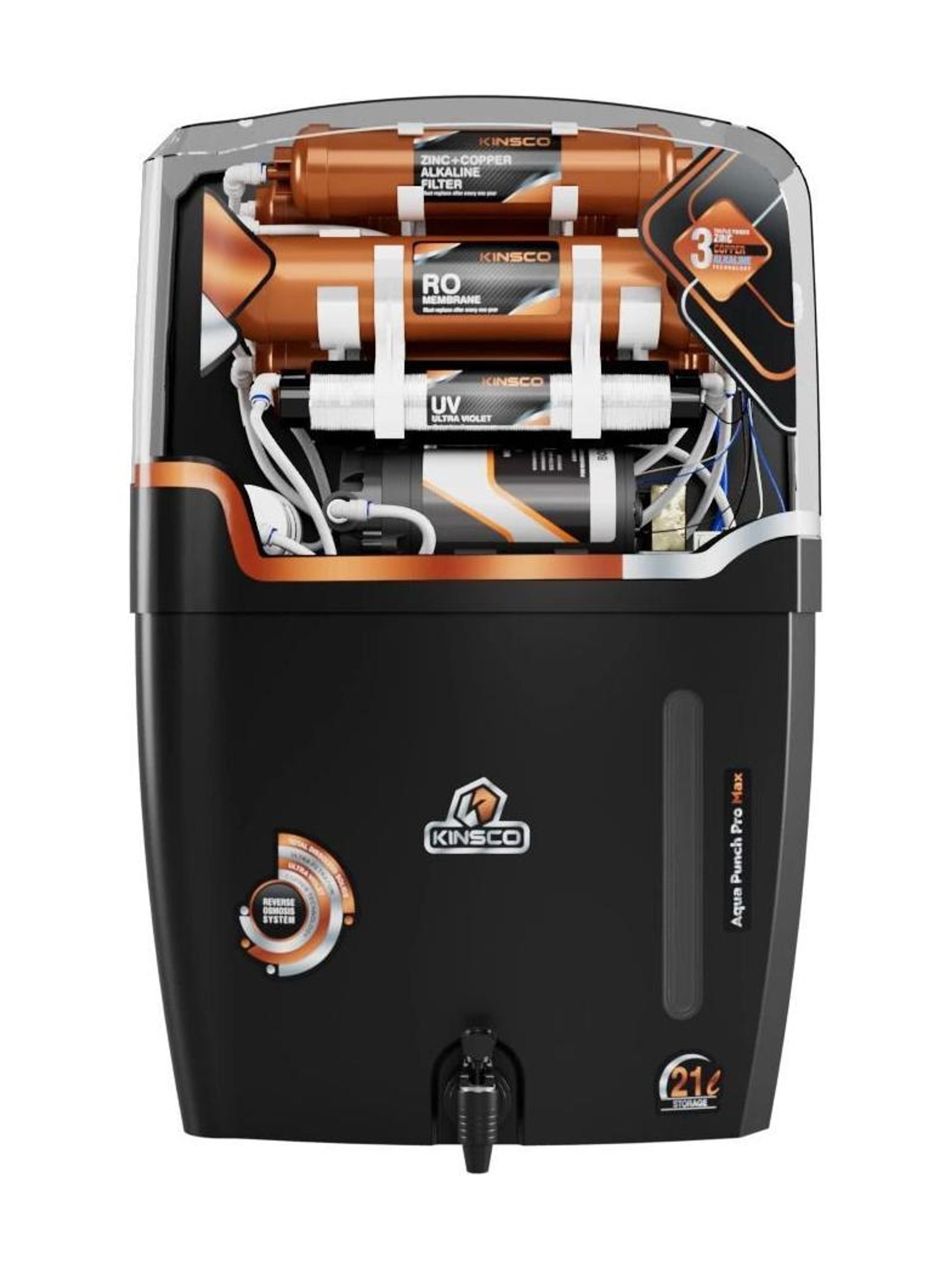 Kinsco Aqua Punch Pro Max 21 L With ISI Mark Ro+Uv+Uf+Tds Adjuster 21 L RO + UV + UF + Copper + Alkaline + TDS Control Water Purifier - 77% off at DetectaDeal