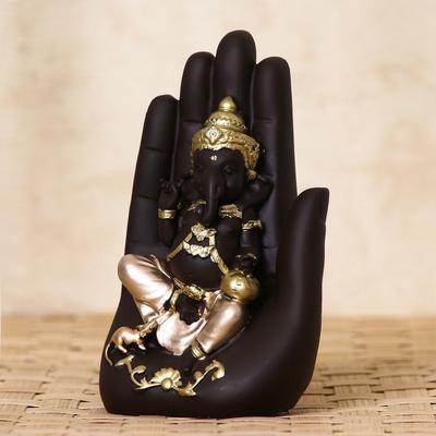 Flipkart SmartBuy Golden Handcrafted Palm Ganesha Decorative Decorative Showpiece - 16 cm
