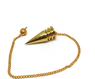 Crystals Way Flat Head Pointed Brass Dowsing Pendulum for Crystal Therapy Healing Dowsing and Prediction Decorative Showpiece - 22 cm