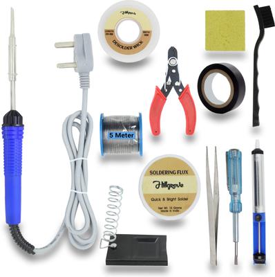Hillgrove Electronic Gadget 12in1 New Mobile Soldering and Desoldering Equipment Tool Machine Combo Kit Set with Flux Paste and Wire 25 W Simple