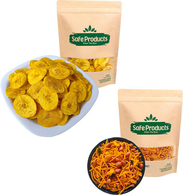 Safe Products Kerala Spicy Mixture and Banana Chips(Made in Coconut Oil) Combo(150 gm Each) Combo