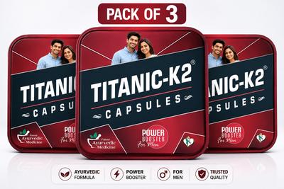 TITANIC-K2 Power Booster Ayurvedic Capsules for Men | Herbal Wellness Supplement