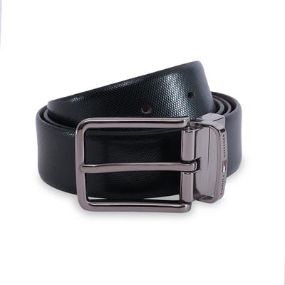TOMMY HILFIGER Men Casual Black Genuine Leather Reversible Belt