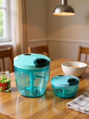DDecora 450 ML + 1000 ML Chopper combo with Powerful Blade ,New handy Quick (GREEN) Vegetable & Fruit Chopper