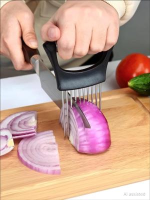 PRM by PRM Onion Slicer Cutter Vegetable Chopper with Stainless Steel Vegetable Tools Tomato Cutter Kitchen Gadgets Onion Holder for Slicing ,Odor Remover Perfect for Potato, Tomato(pack of 1) Vegetable & Fruit Chopper
