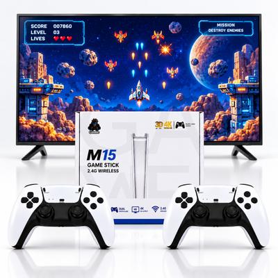 M15 4KUltraHD GamesStick 20000+ Games 64GB DualWireless Controllers HDMI TV with Game and Expansion Pack