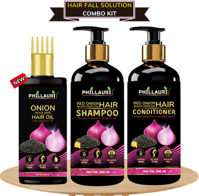 Phillauri Red Onion Black Seed Oil Combo Kit Hair Oil + Shampoo + Conditioner