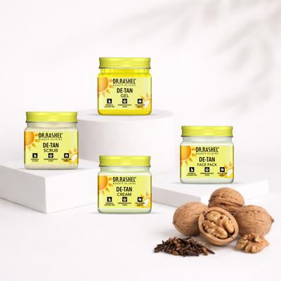 DR.RASHEL De-Tan Mini Jars Combo (Scrub, Gel, Cream, Face Pack)
