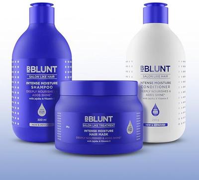 BBlunt Intense Moisture Shampoo 300ml + Intense Moisture Hair Mask 250g + Intense Moisture Conditioner 250g