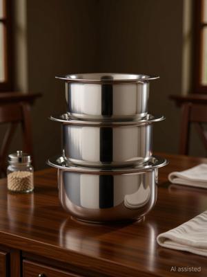 LIMETRO STEEL (2ltr, 2.5ltr, 3Ltr) Gas and Compitable Tope with Lid Cookware Set