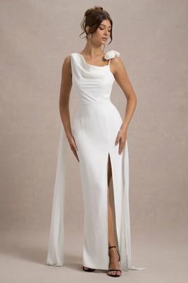 HouseOfCommon Women A-line White Maxi/Full Length Dress