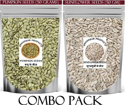 GRANDEUR PRODUCTS Pumpkin & Sunflower Seeds(50 Gm EACH)|Combo Pack| For Weight Loss-Strong Bones| Pumpkin Seeds, Sunflower Seeds
