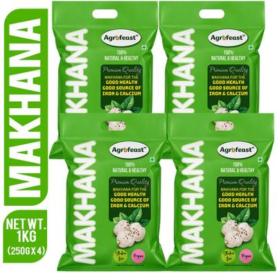 AGROFEAST Agrofeast Raw Makhana | Premium Fox Nuts | Unroasted Makhana | 1kg Makhana