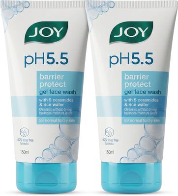 Joy pH 5.5 Barrier Protect Gel with 5 Ceramides & Rice Water 2 x 150ml Face Wash