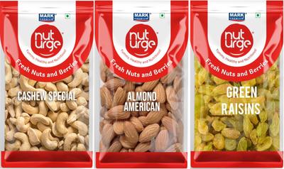 Nut Urge Cashew+Raisins+Almond (200+200+200) Combo