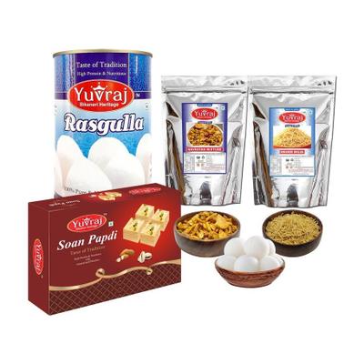 Yuvraj Food Product Festival Combo of Sweets and Namkeen Pack of 4 (1300gm) Combo