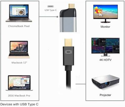 RuhZa USB C to Mini DisplayPort Adapter Connector, UHD Type C Male to MDP 1.4 Female Gaming Adapter