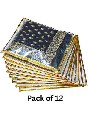 FLYLYF Single Saree covers 12 set plastic bags with zip Transparent Suit Packing Bag for wedding dress organizer Saree cover storage bags sadi packing covar