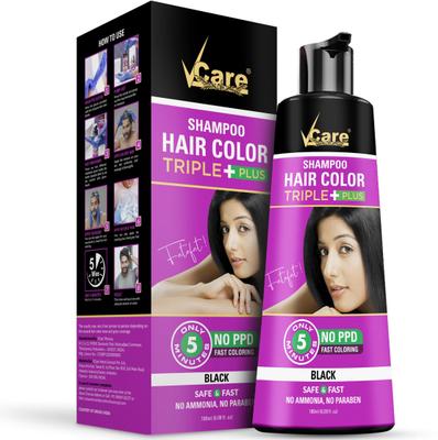 Vcare Shampoo Hair Colour | Argon 10 in 1 (180ML) , Black