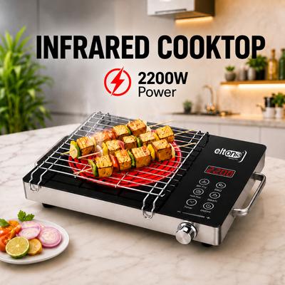 Eltons 2200 W Infrared Cooktop Touch Panel, Jog Dial