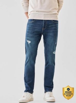 Men Slim Mid Rise Blue Jeans
