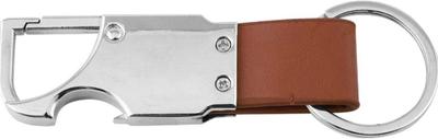 Jdp Novelty Metal Leather Opner Keychain for Mahindra Cars New Logo Brown Colour Key Chain