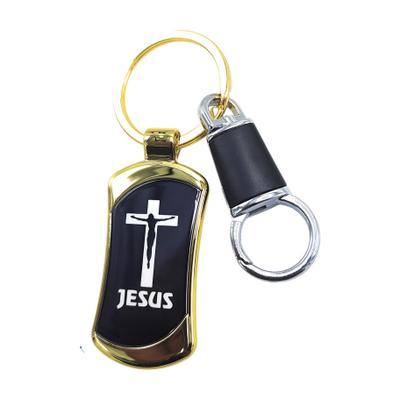 Jdp Novelty Premium Metal Jesus Christ Cross Sign Metalic Keyring Key Chain